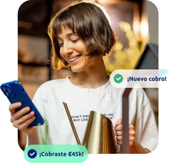 Emprendedora cobrando con Poket